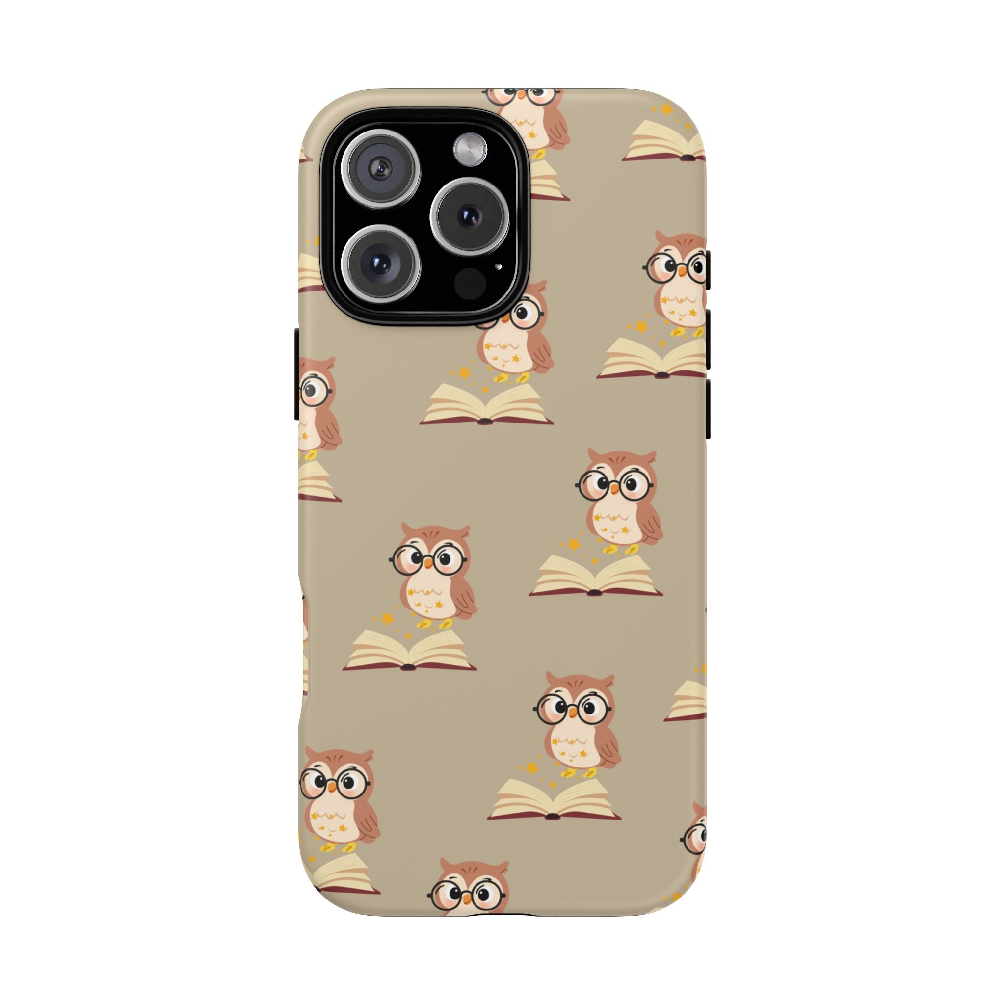 Owl & Book Pattern Tough Phone Case — Cute Study-Themed Protective Cover