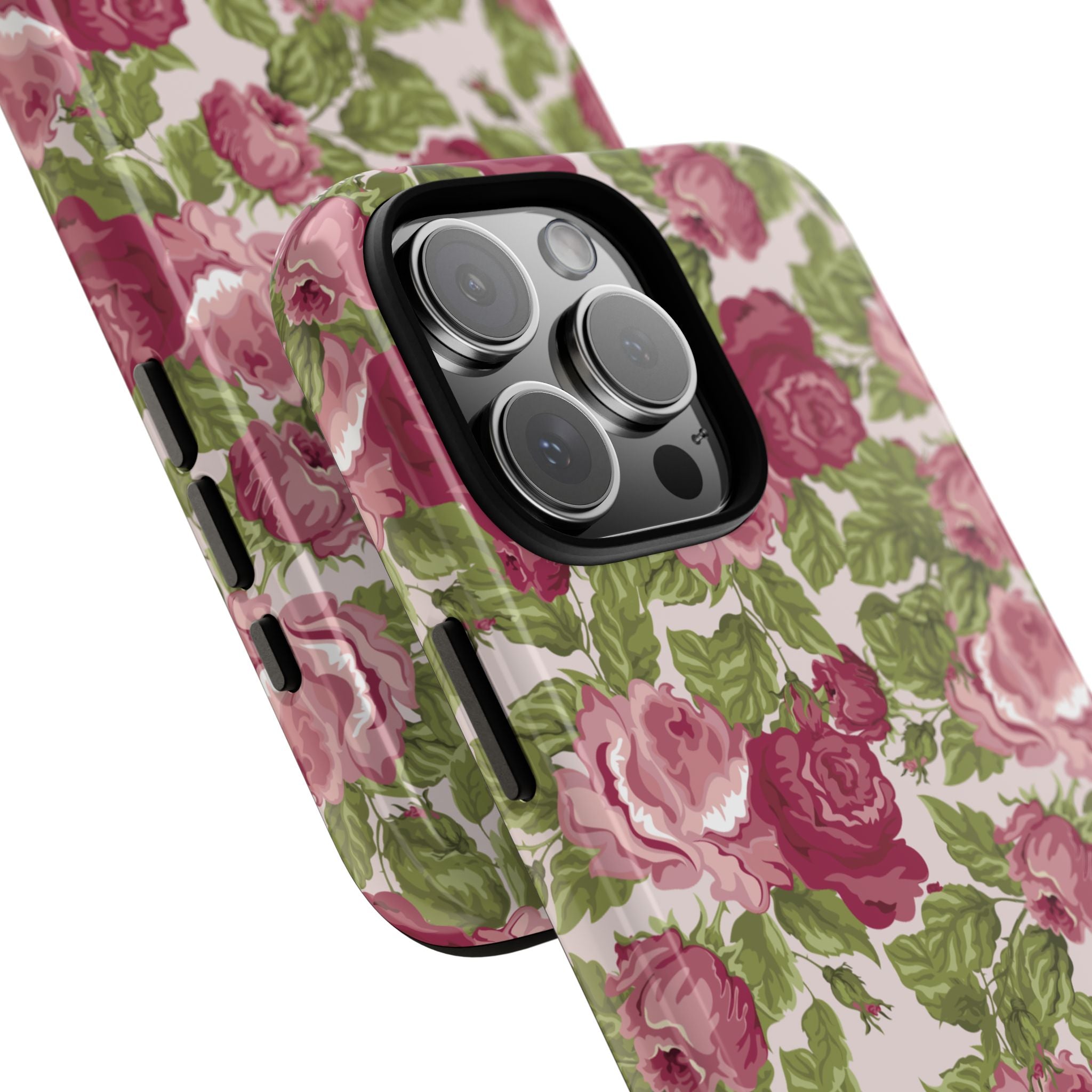 Floral Vintage Rose Tough Phone Case — Pink Garden Protective Cover