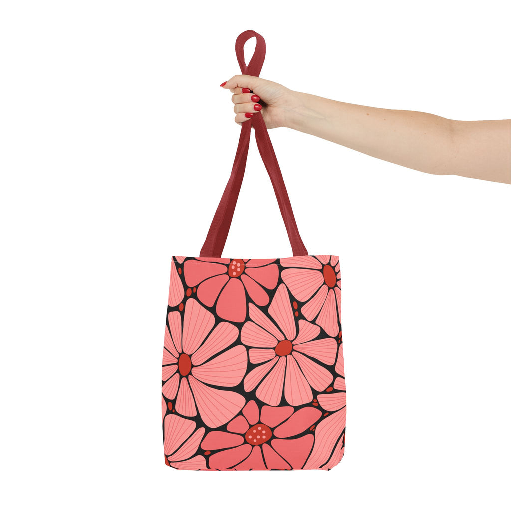 Pink Retro Floral Tote Bag - All-Over Print