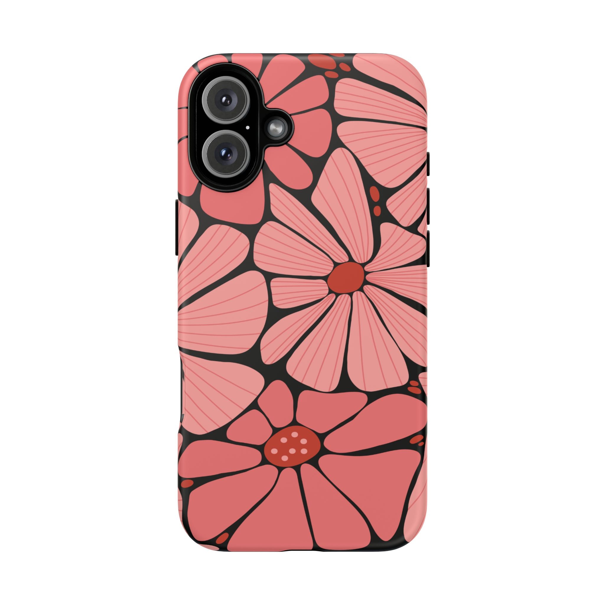 Floral Art Deco Tough Phone Case — Orange & Teal Botanical Pattern