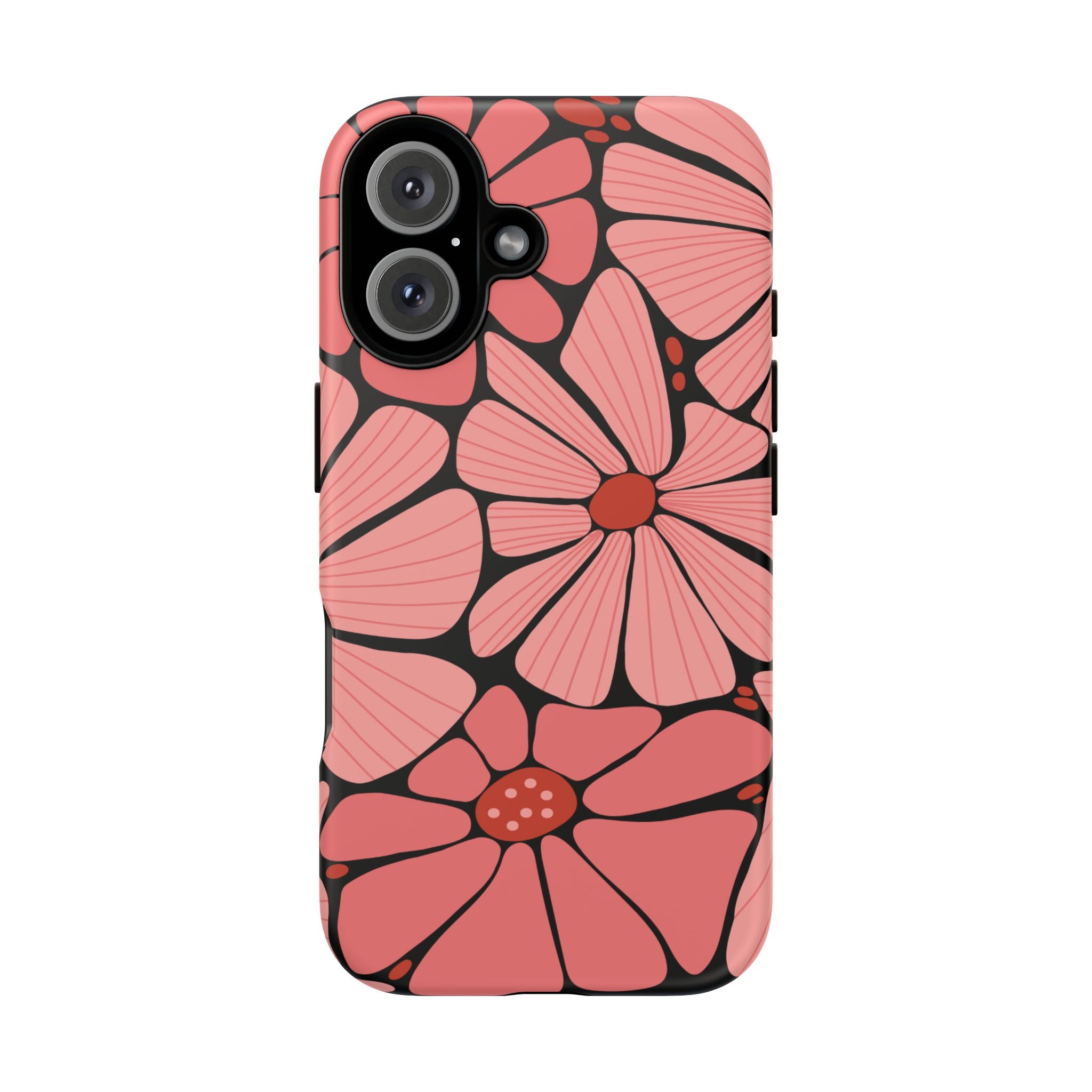 Floral Art Deco Tough Phone Case — Orange & Teal Botanical Pattern