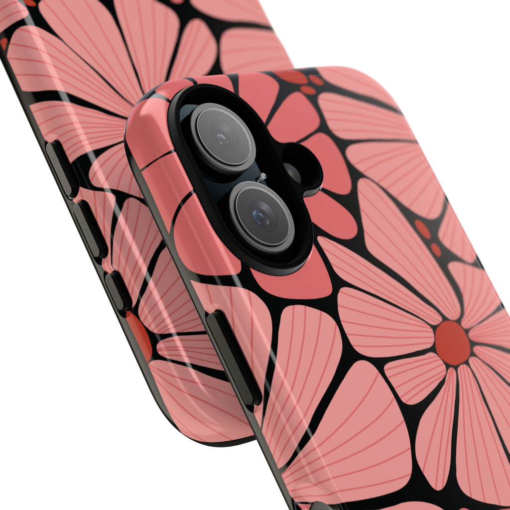 Floral Art Deco Tough Phone Case — Orange & Teal Botanical Pattern