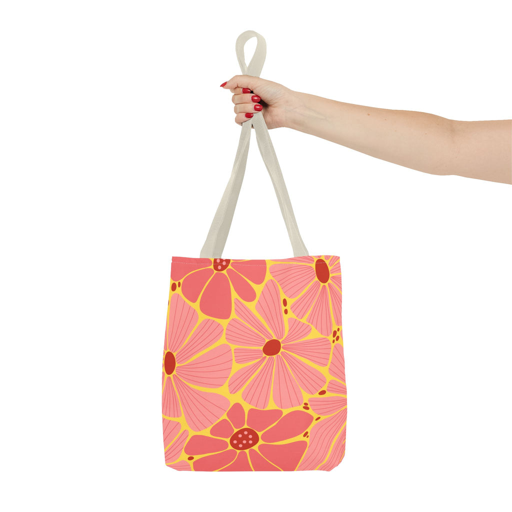 Floral Pink Daisies Tote Bag – Retro Summer Flower Market Tote